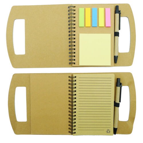 Set Cuaderno - Libreta - Memo set Tapa Cartón + Bolígrafo N16