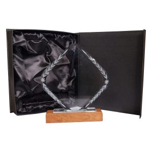 Galvano Cristal con Base de Madera BLAS 30